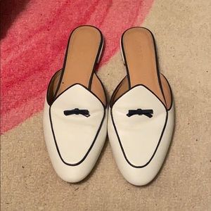 J Crew White Leather Mules